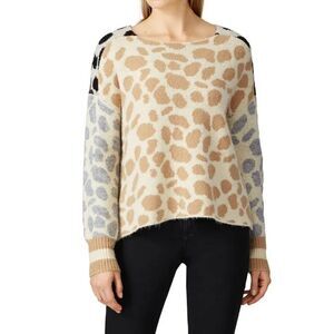 Central Park West RTR Leopard Multi Print Brown/Blue Sweater(Size XS)